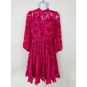 Shoshanna Hot Pink Velvet Burnout Dress Size 2